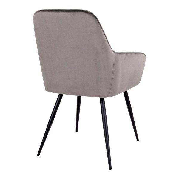 Harbo Dining Chair - Chair in mushroom velvet with black legs (set of 2) - Afbeelding 5
