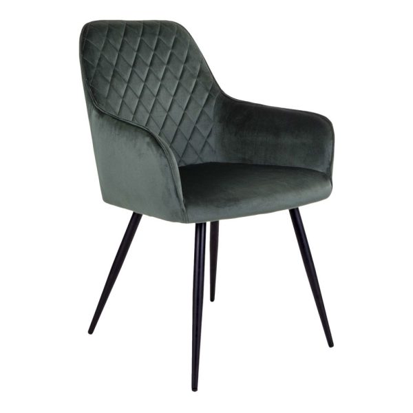 Harbo Dining Chair - Chair in green velvet (set of 2)