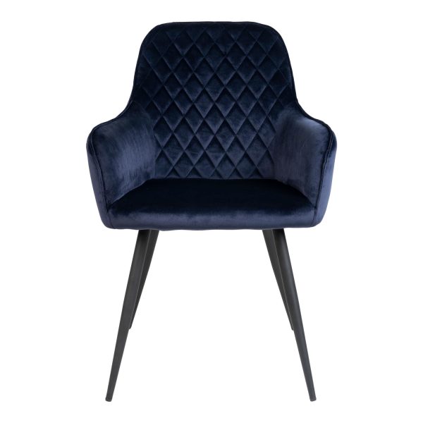 Harbo Dining Chair - Chair in blue velvet with black legs (set of 2) - Afbeelding 2