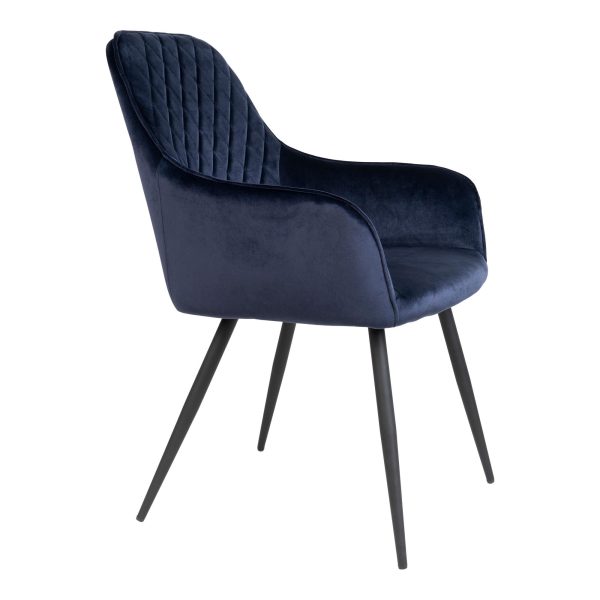 Harbo Dining Chair - Chair in blue velvet with black legs (set of 2) - Afbeelding 3