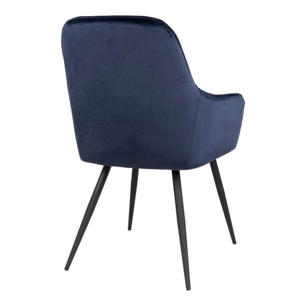 Harbo Dining Chair - Chair in blue velvet with black legs (set of 2) - Afbeelding 4