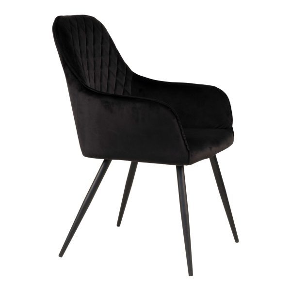 Harbo Dining Chair - Chair in black velvet with black legs (set of 2) - Afbeelding 4