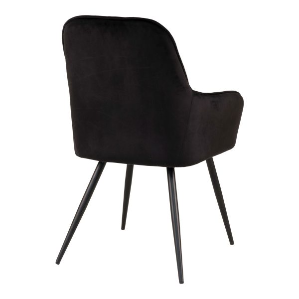 Harbo Dining Chair - Chair in black velvet with black legs (set of 2) - Afbeelding 5