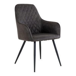 Harbo Dining Chair - Dining Chair in microfiber, dark grey with black legs, HN1229 (set of 2)