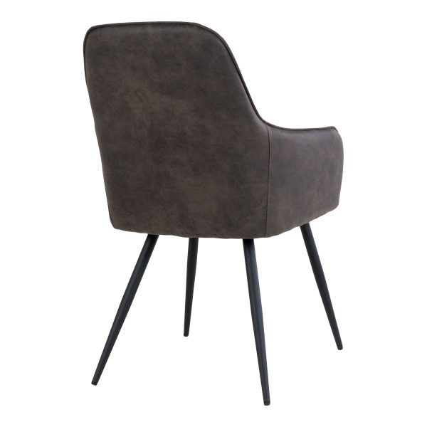 Harbo Dining Chair - Dining Chair in microfiber, dark grey with black legs, HN1229 (set of 2) - Afbeelding 4