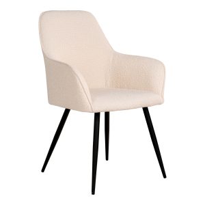 Harbo Dining Chair - Dining Chair in bouclé, white with black legs, HN1232 (set of 2)