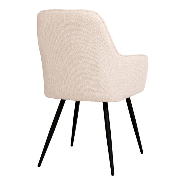 Harbo Dining Chair - Dining Chair in bouclé, white with black legs, HN1232 (set of 2) - Afbeelding 4