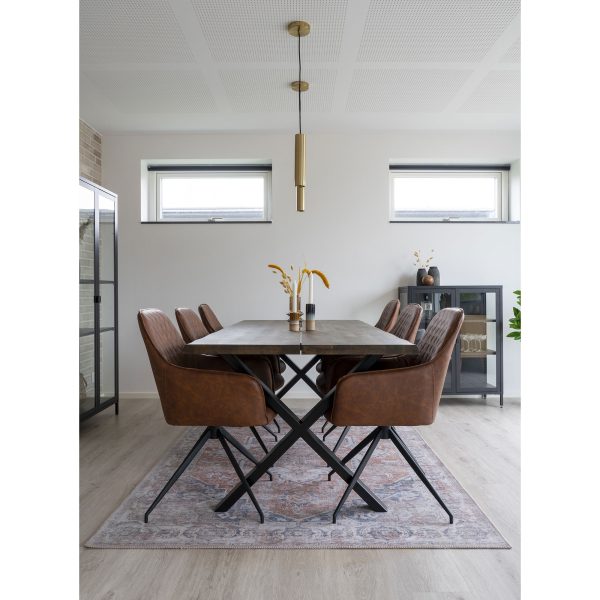 Harbo Dining Chair with Swivel - Chair with swivel in vintage brown PU with black legs HN1220 - Afbeelding 2