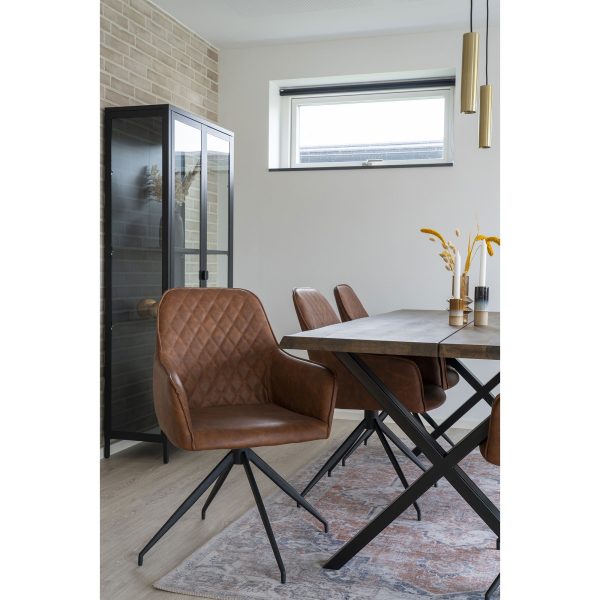 Harbo Dining Chair with Swivel - Chair with swivel in vintage brown PU with black legs HN1220 - Afbeelding 4