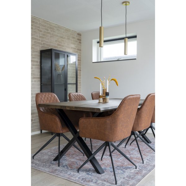 Harbo Dining Chair with Swivel - Chair with swivel in vintage brown PU with black legs HN1220 - Afbeelding 5
