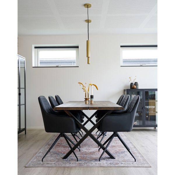 Harbo Dining Chair with Swivel - Chair with swivel in black PU with black legs HN1223 - Afbeelding 2