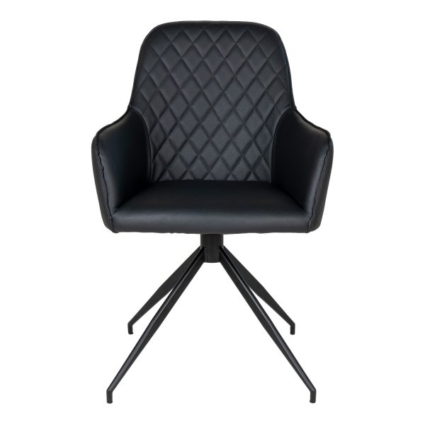 Harbo Dining Chair with Swivel - Chair with swivel in black PU with black legs HN1223 - Afbeelding 3