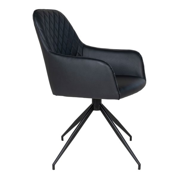 Harbo Dining Chair with Swivel - Chair with swivel in black PU with black legs HN1223 - Afbeelding 4