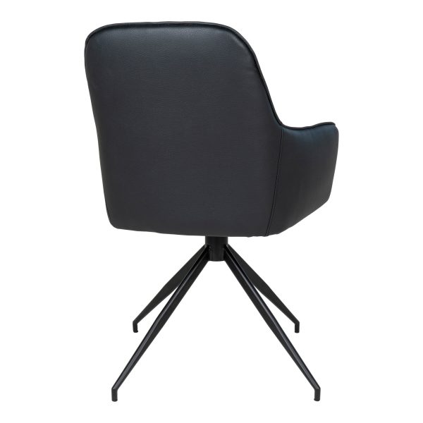 Harbo Dining Chair with Swivel - Chair with swivel in black PU with black legs HN1223 - Afbeelding 5