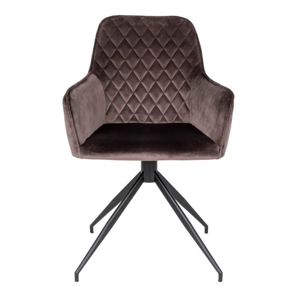 Harbo Dining Chair with Swivel - Chair with swivel in mushroom velvet with black legs HN1208 - Afbeelding 3