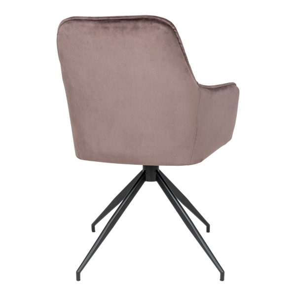 Harbo Dining Chair with Swivel - Chair with swivel in mushroom velvet with black legs HN1208 - Afbeelding 5