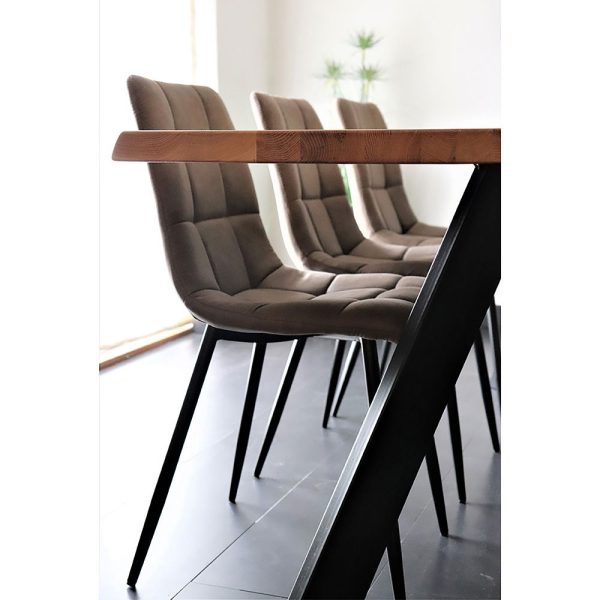 Middelfart Dining Chair - Chair in light brown microfiber with black legs (set of 2) - Afbeelding 2