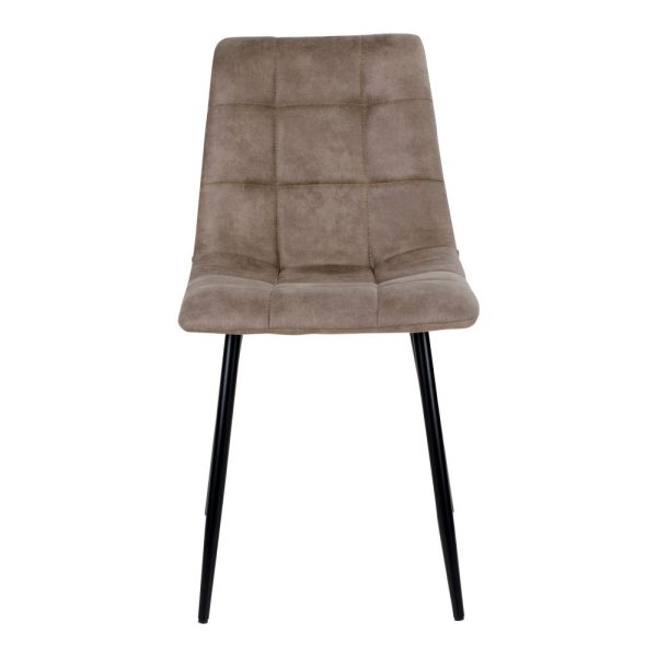 Middelfart Dining Chair - Chair in light brown microfiber with black legs (set of 2) - Afbeelding 3