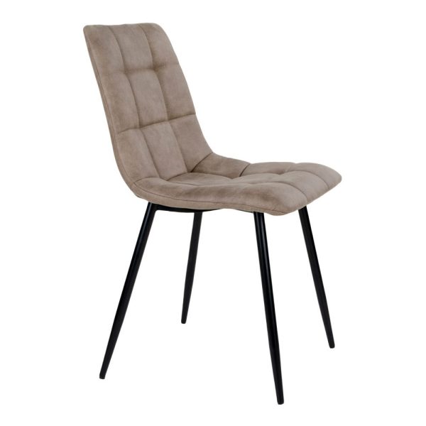 Middelfart Dining Chair - Chair in light brown microfiber with black legs (set of 2) - Afbeelding 4