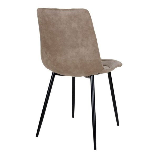 Middelfart Dining Chair - Chair in light brown microfiber with black legs (set of 2) - Afbeelding 5