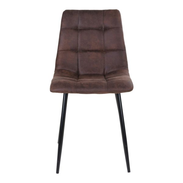 Middelfart Dining Chair - Chair in dark brown microfiber with black legs (set of 2) - Afbeelding 2