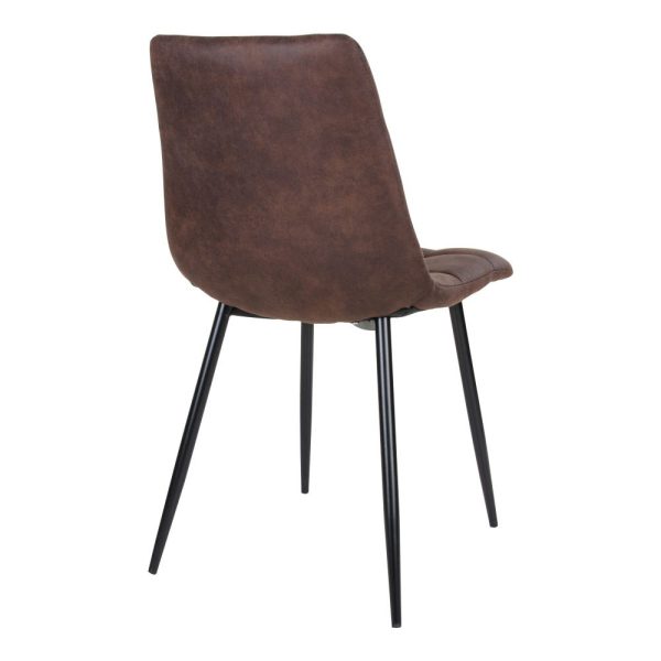 Middelfart Dining Chair - Chair in dark brown microfiber with black legs (set of 2) - Afbeelding 4