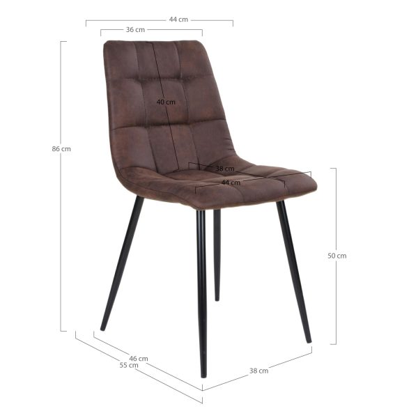 Middelfart Dining Chair - Chair in dark brown microfiber with black legs (set of 2) - Afbeelding 5
