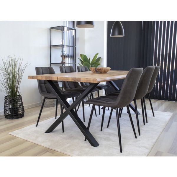 Middelfart Dining Chair - Chair in dark grey microfiber with black legs (set of 2) - Afbeelding 2