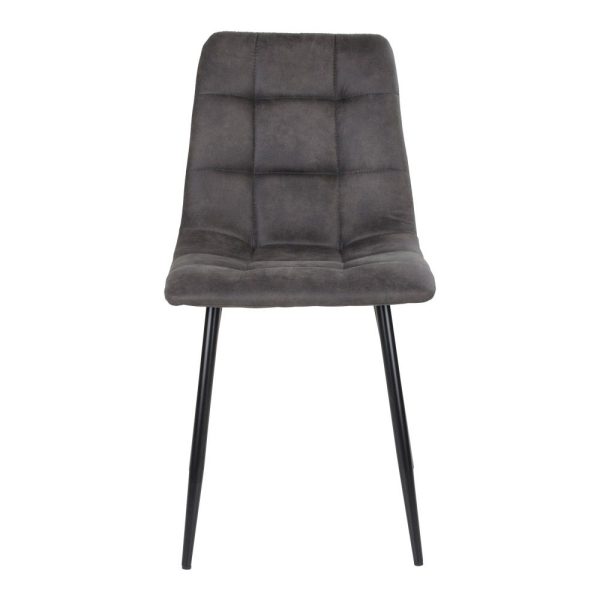 Middelfart Dining Chair - Chair in dark grey microfiber with black legs (set of 2) - Afbeelding 3