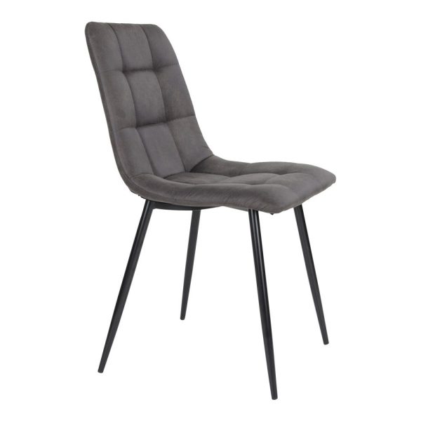 Middelfart Dining Chair - Chair in dark grey microfiber with black legs (set of 2) - Afbeelding 4