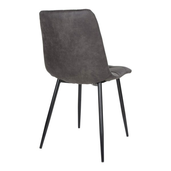 Middelfart Dining Chair - Chair in dark grey microfiber with black legs (set of 2) - Afbeelding 5