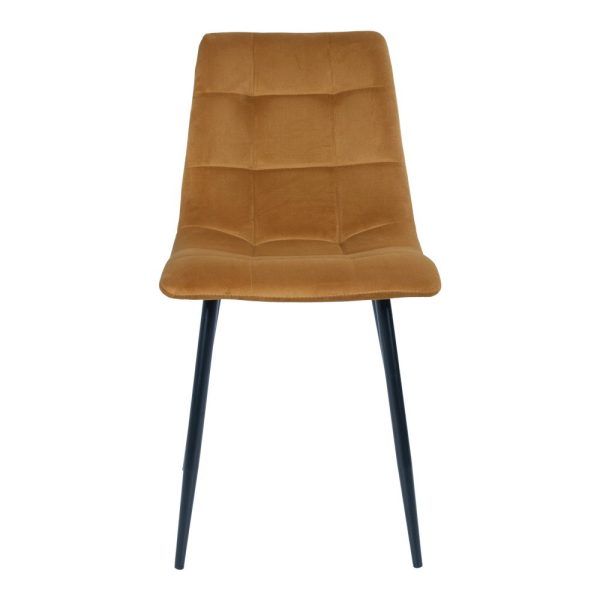 Middelfart Dining Chair - Chair in mustard yellow velvet with black legs (set of 2) - Afbeelding 3
