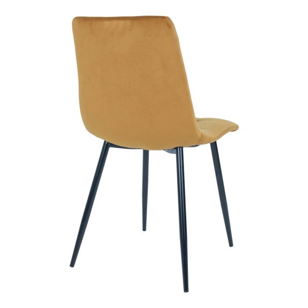 Middelfart Dining Chair - Chair in mustard yellow velvet with black legs (set of 2) - Afbeelding 5