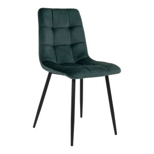 Middelfart Dining Chair - Chair in dark green velvet with black legs (set of 2)
