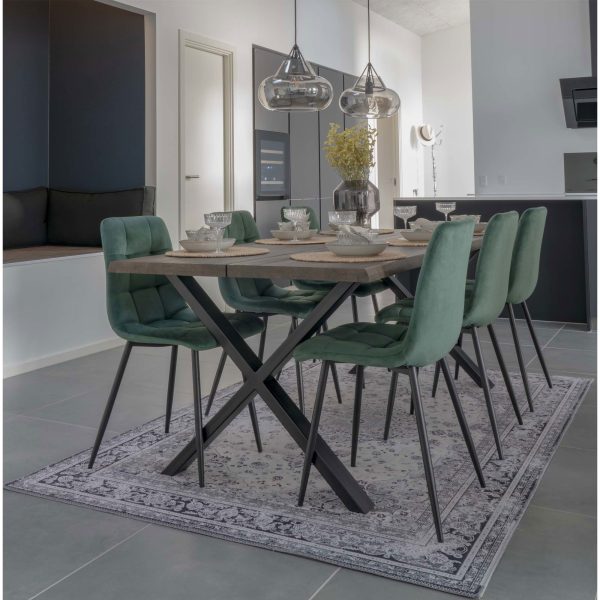 Middelfart Dining Chair - Chair in dark green velvet with black legs (set of 2) - Afbeelding 2