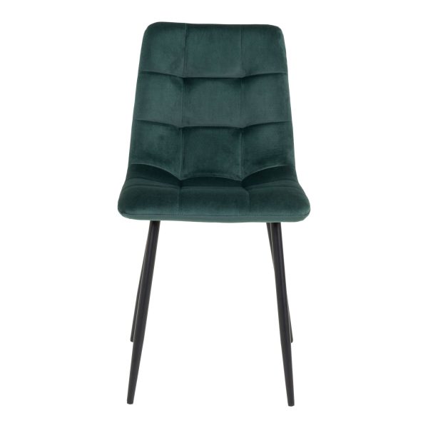 Middelfart Dining Chair - Chair in dark green velvet with black legs (set of 2) - Afbeelding 3