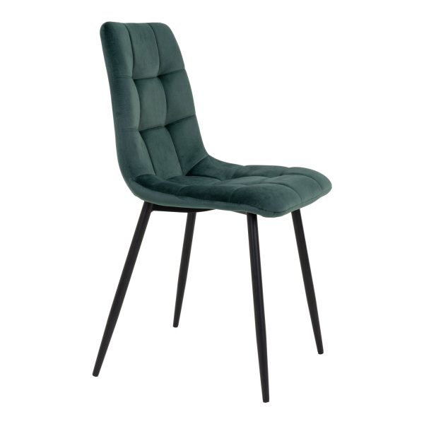 Middelfart Dining Chair - Chair in dark green velvet with black legs (set of 2) - Afbeelding 4