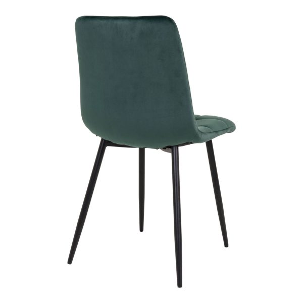 Middelfart Dining Chair - Chair in dark green velvet with black legs (set of 2) - Afbeelding 5