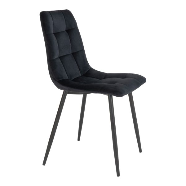 Middelfart Dining Chair - Chair in black velvet with black legs (set of 2) - Afbeelding 3