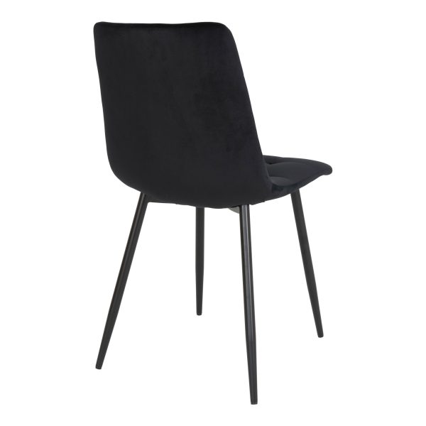 Middelfart Dining Chair - Chair in black velvet with black legs (set of 2) - Afbeelding 4