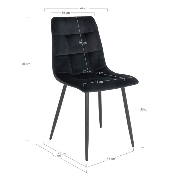 Middelfart Dining Chair - Chair in black velvet with black legs (set of 2) - Afbeelding 5