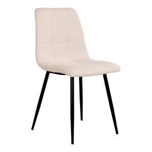 Middelfart Dining Chair - Dining Chair in bouclǸ, white with black legs, HN1232 (set of 2)