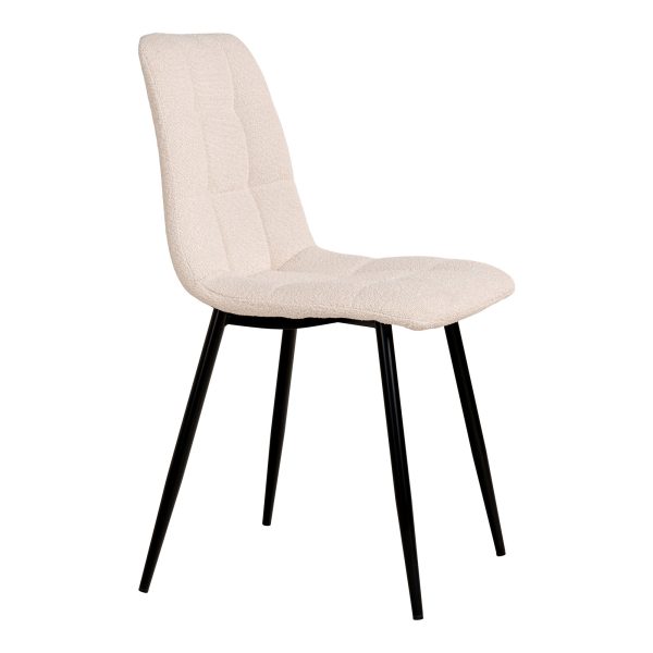 Middelfart Dining Chair - Dining Chair in bouclǸ, white with black legs, HN1232 (set of 2) - Afbeelding 3
