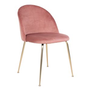 Geneve Dining Chair - Chair in rose velvet with legs in brass look (set of 2)