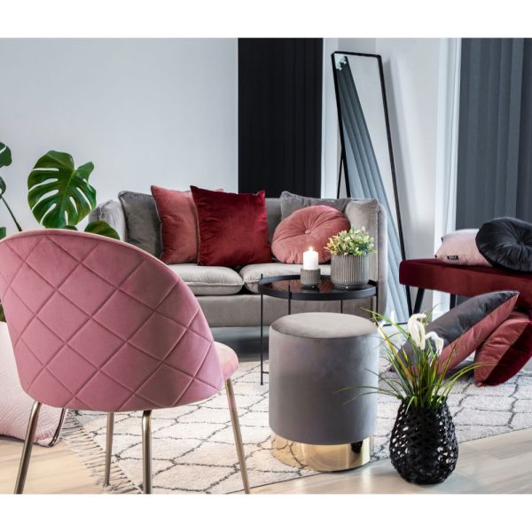 Geneve Dining Chair - Chair in rose velvet with legs in brass look (set of 2) - Afbeelding 2