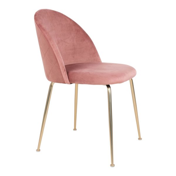 Geneve Dining Chair - Chair in rose velvet with legs in brass look (set of 2) - Afbeelding 4