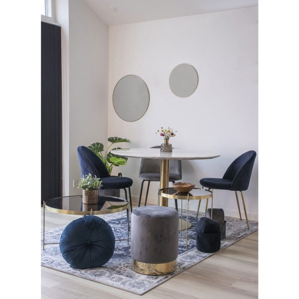 Geneve Dining Chair - Chair blue in velvet with legs in brass look (set of 2) - Afbeelding 2