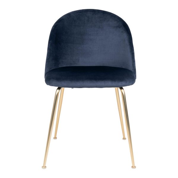 Geneve Dining Chair - Chair blue in velvet with legs in brass look (set of 2) - Afbeelding 3