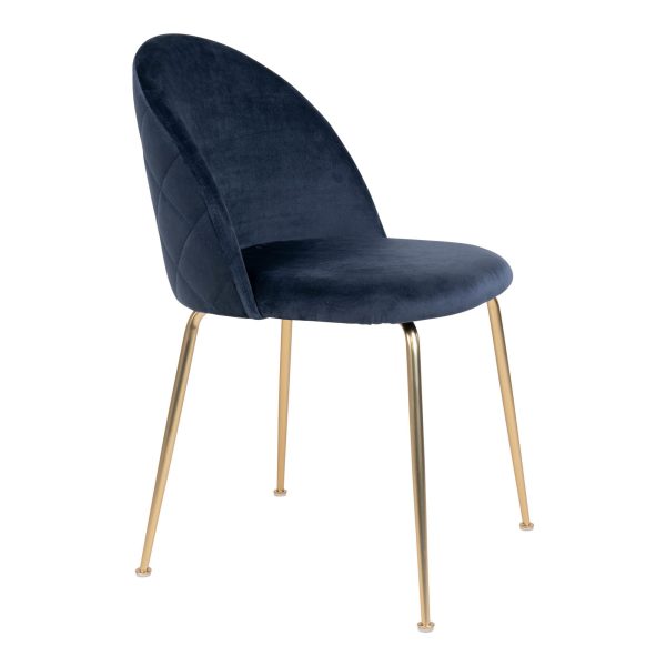 Geneve Dining Chair - Chair blue in velvet with legs in brass look (set of 2) - Afbeelding 4