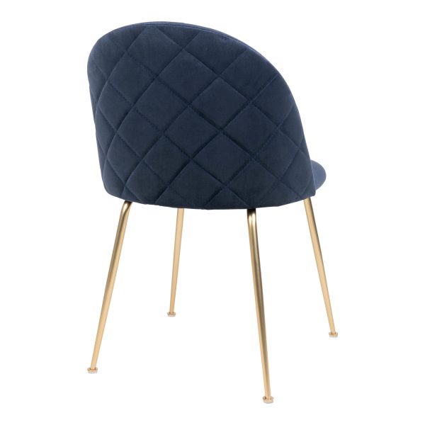 Geneve Dining Chair - Chair blue in velvet with legs in brass look (set of 2) - Afbeelding 5